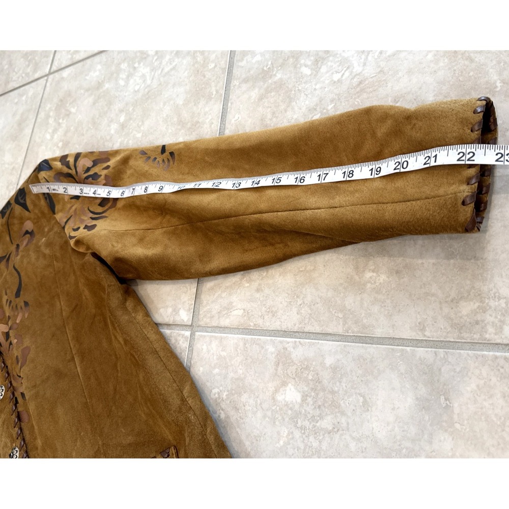 VTG New Char Santa Fe Hand Painted Brown Suede Jacket Sz 8 Cowgirl Boho Western‎ - Picture 6 of 12